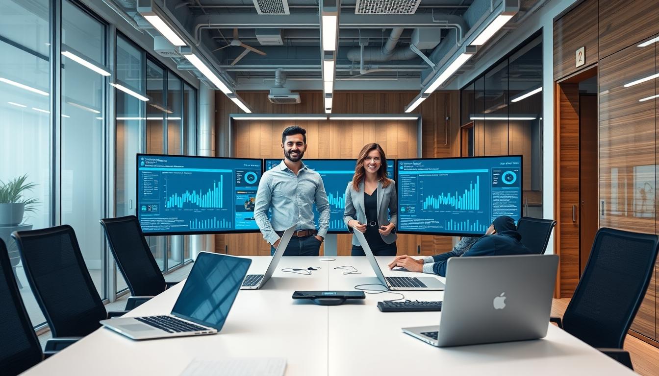 AI software company team and business technology strategy